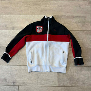 Boys Polo Ralph Lauren Jacket Size 7 Black Red White Full Zip